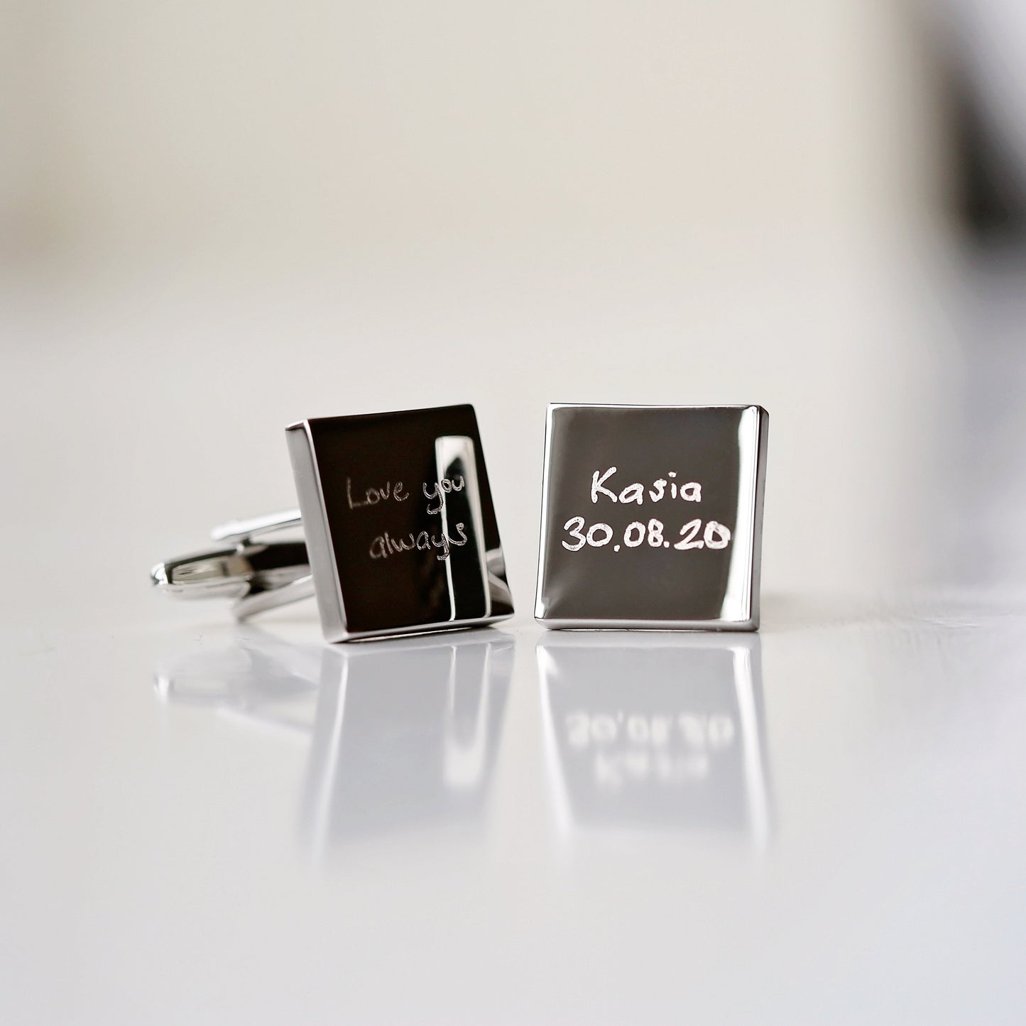 Personalised Handwriting Cufflinks: 8 - Silver - Cufflinks & Tie Slides By Gift Moments