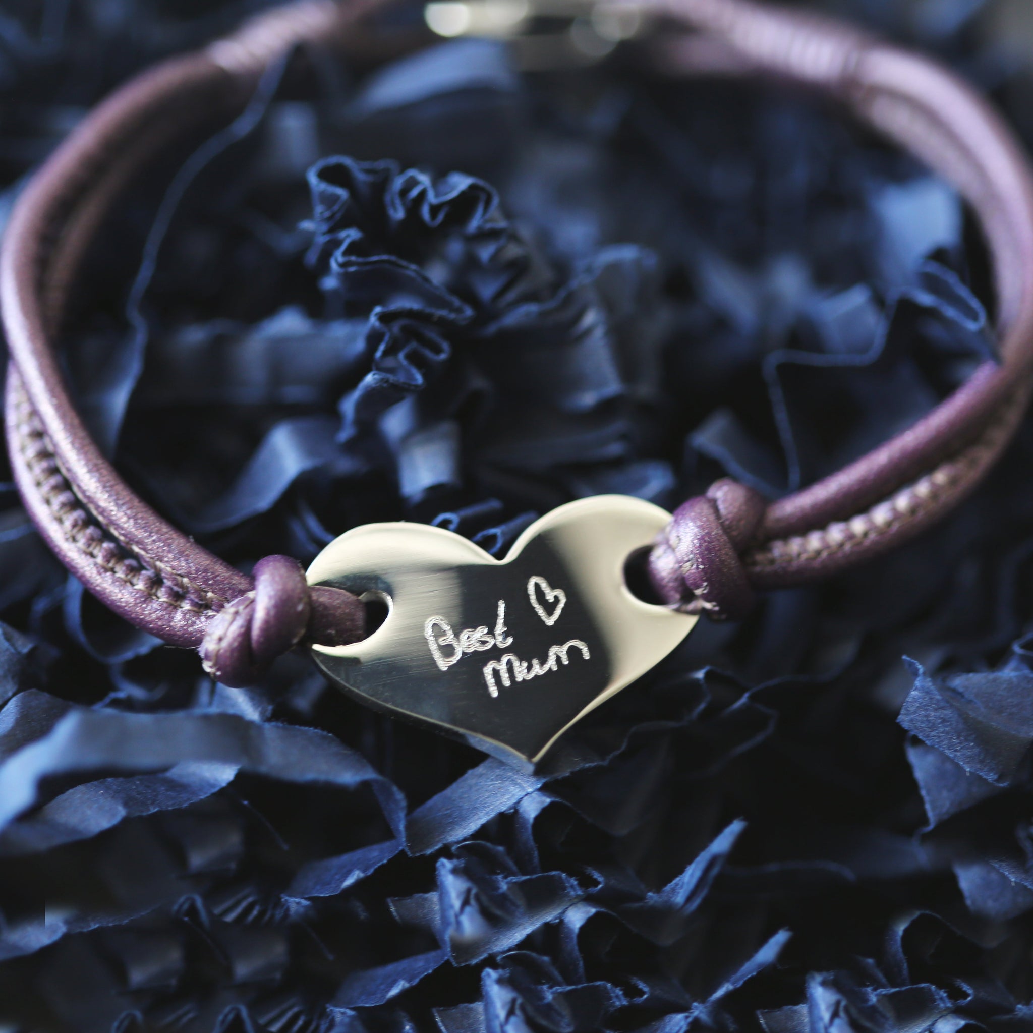 Personalised Handwriting Ladies Heart Bracelet Berry: 1 - Bracelets By Gift Moments