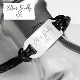 Personalised Handwriting Mens Black Leather Bracelet: 3 Bracelets By Gift Moments