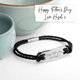 Personalised Handwriting Mens Black Leather Bracelet: 2 Bracelets By Gift Moments