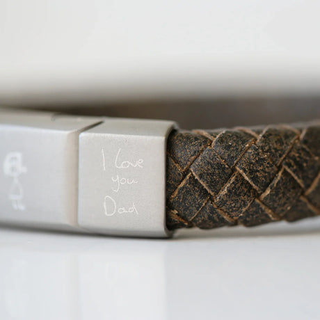 Personalised Handwriting Men’s Bracelet Rustic: 4 - Bracelets By Gift Moments