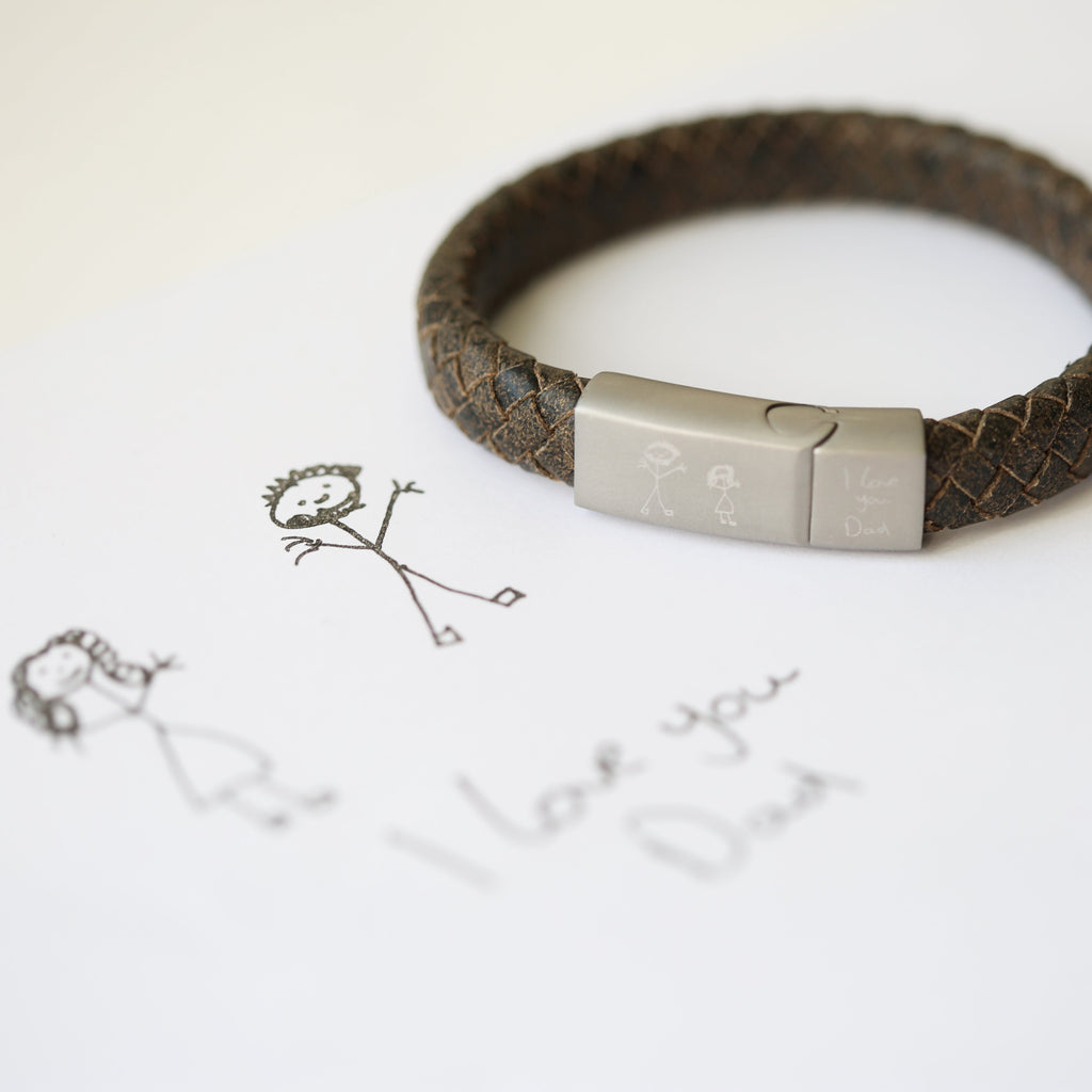 Personalised Handwriting Men’s Bracelet Rustic - Shop Bracelets At Gift Moments - 1