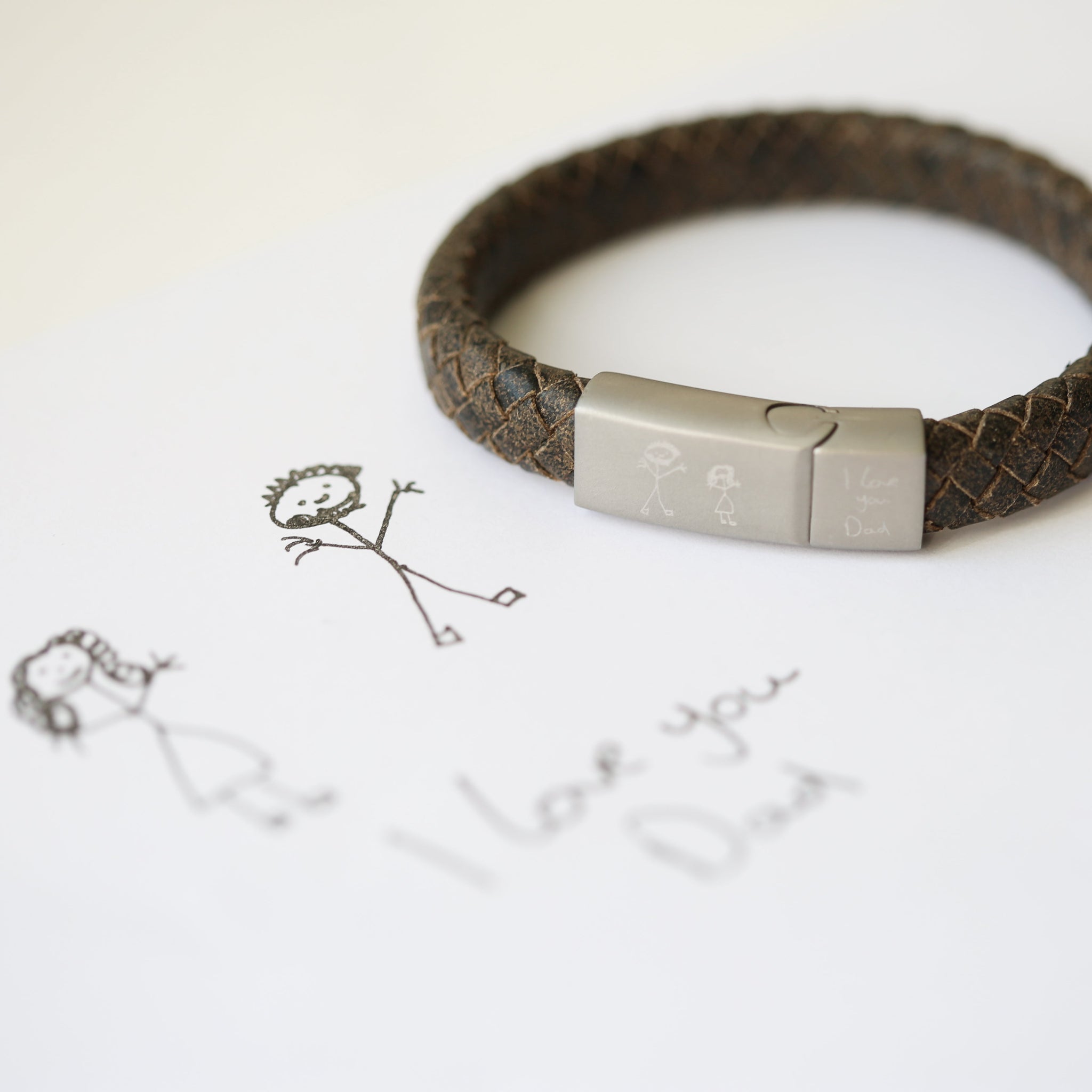 Personalised Handwriting Men’s Bracelet Rustic: 1 - Bracelets By Gift Moments
