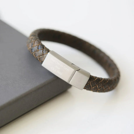 Personalised Handwriting Men’s Bracelet Rustic: 2 - Large 22cm - Bracelets By Gift Moments