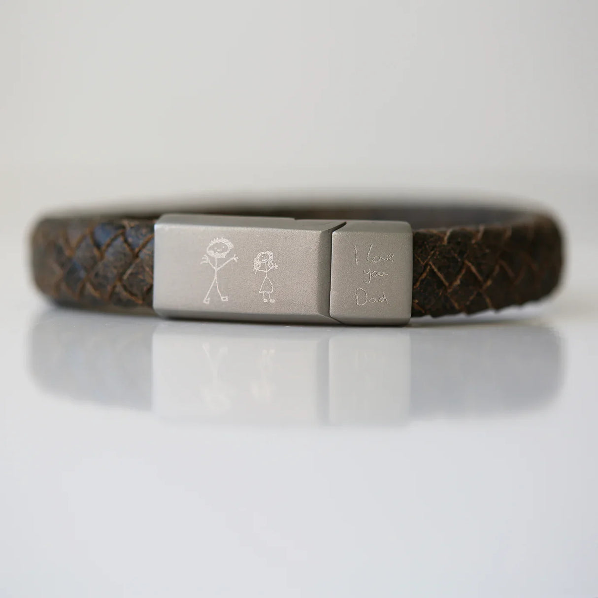 Personalised Handwriting Men’s Bracelet Rustic: 3 - Medium 20cm - Bracelets By Gift Moments