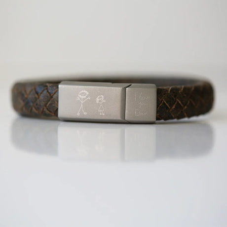 Personalised Handwriting Men’s Bracelet Rustic: 3 - Medium 20cm - Bracelets By Gift Moments