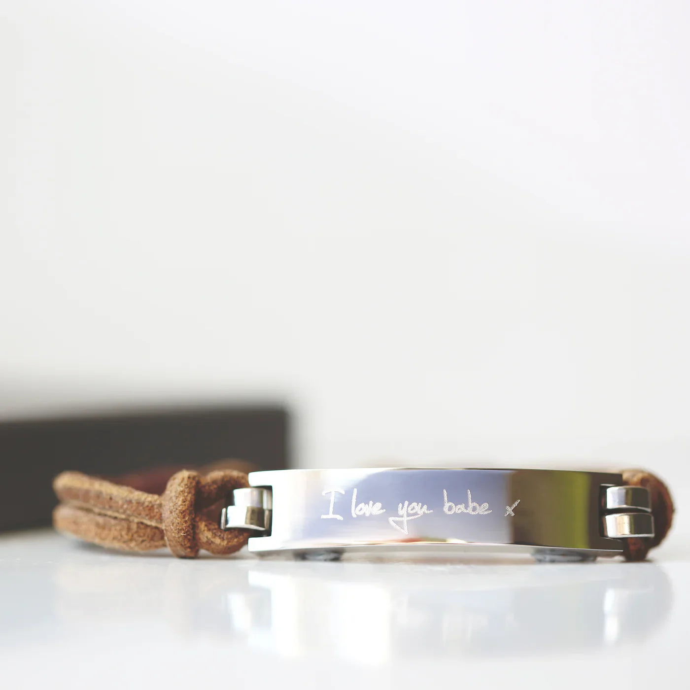 Personalised Handwriting Men’s Leather Tan Bracelet: 4 - Bracelets By Gift Moments