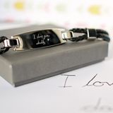 Personalised Handwriting Men’s Woven Leather Bracelet: 2 - Bracelets By Gift Moments