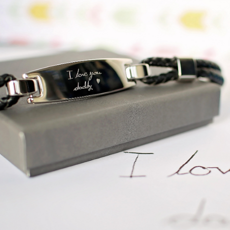 Personalised Handwriting Men’s Woven Leather Bracelet: 2 - Bracelets By Gift Moments