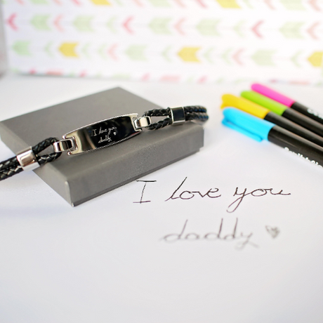 Personalised Handwriting Men’s Woven Leather Bracelet: 1 - Bracelets By Gift Moments