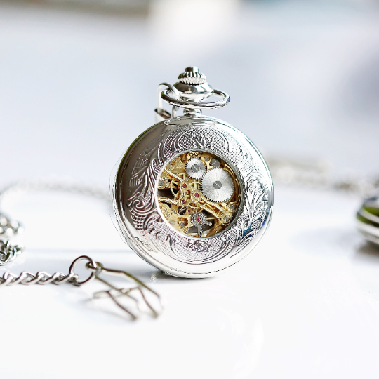 Personalised Handwriting Roman Skeleton Pocket Watch - Shop Watches At Gift Moments - 4
