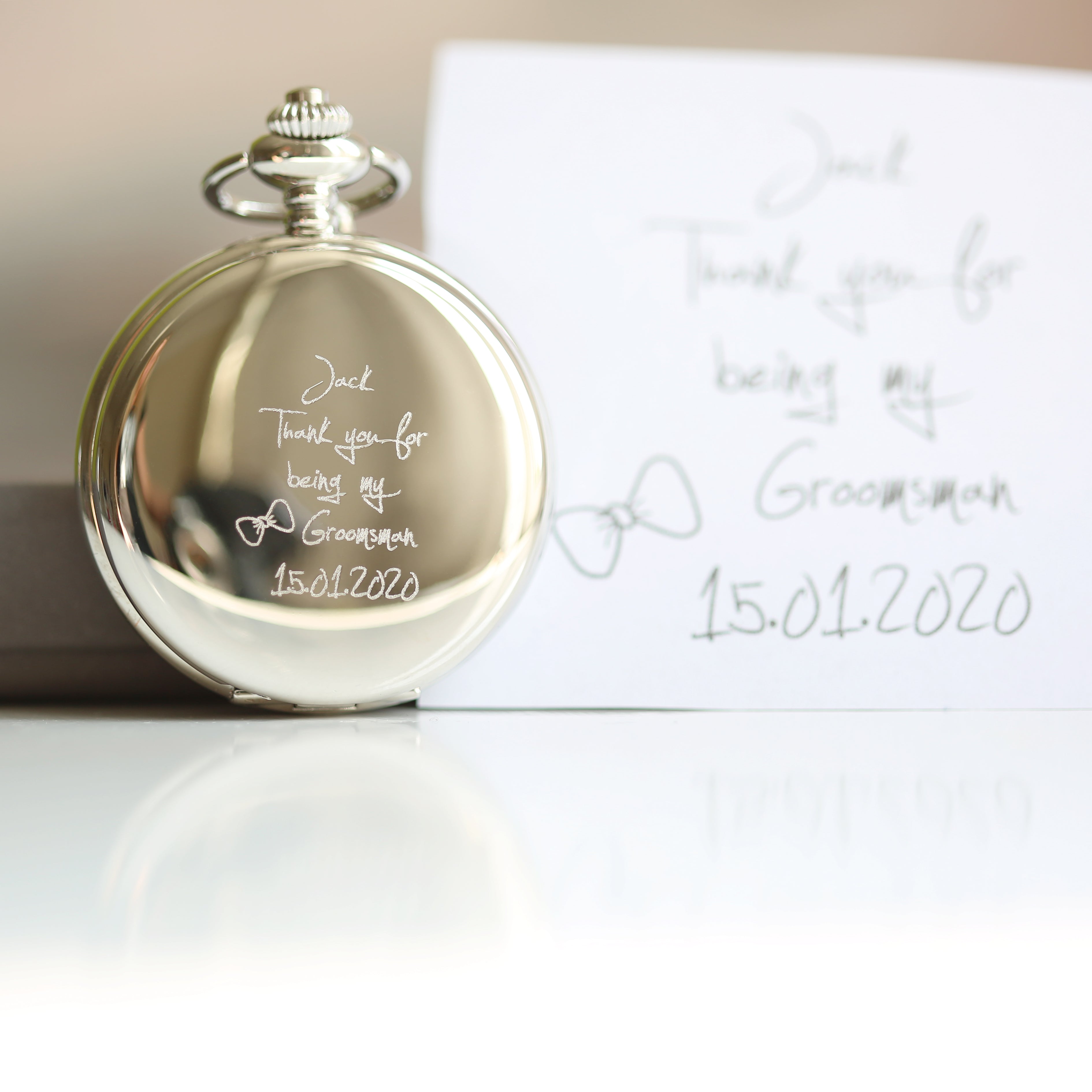 Personalised Handwriting Roman Skeleton Pocket Watch - Shop Watches At Gift Moments - 3