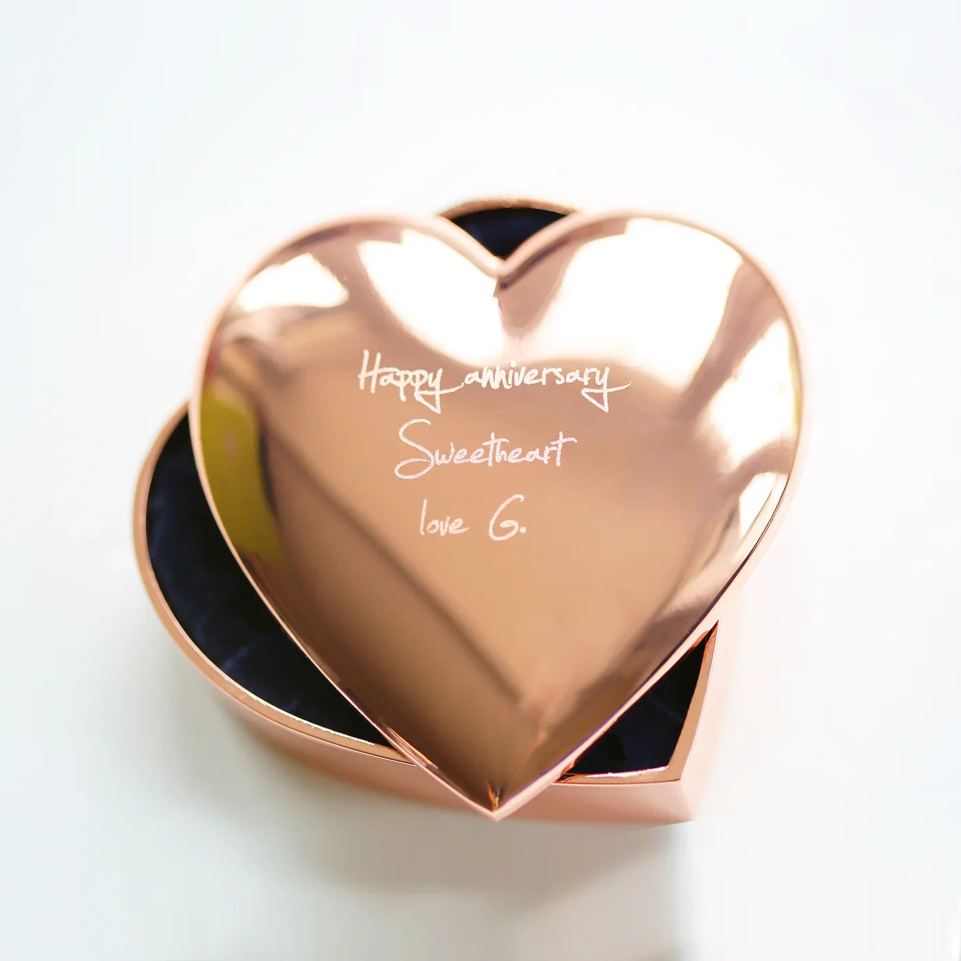 Personalised Handwriting Rose Gold Heart Trinket Box: 2 - Trinket Boxes By Gift Moments