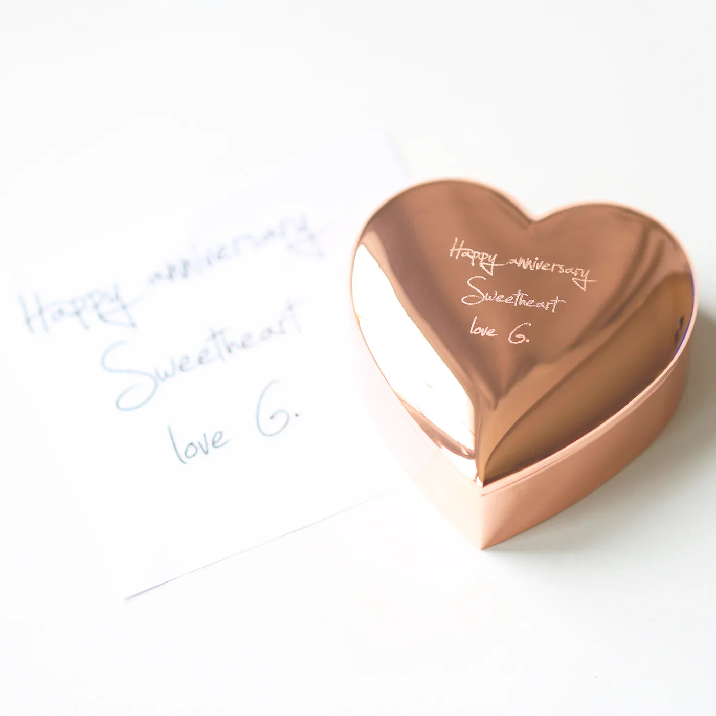 Personalised Handwriting Rose Gold Heart Trinket Box: 3 - Trinket Boxes By Gift Moments