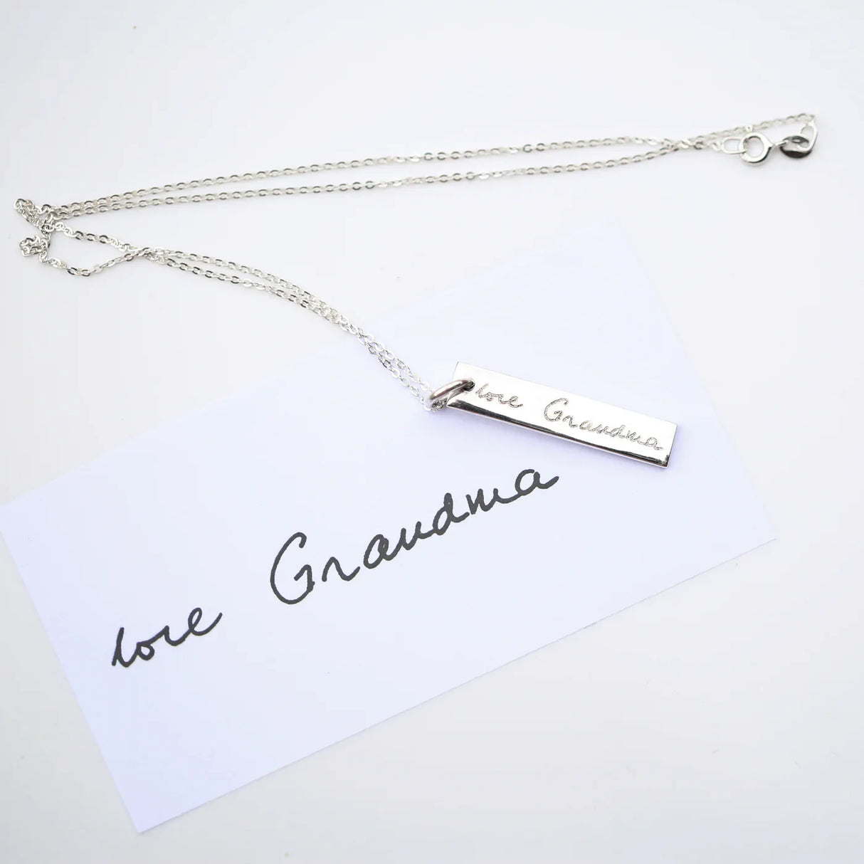 Personalised Handwriting Sterling Silver Bar Necklace: 2 - Necklaces By Gift Moments