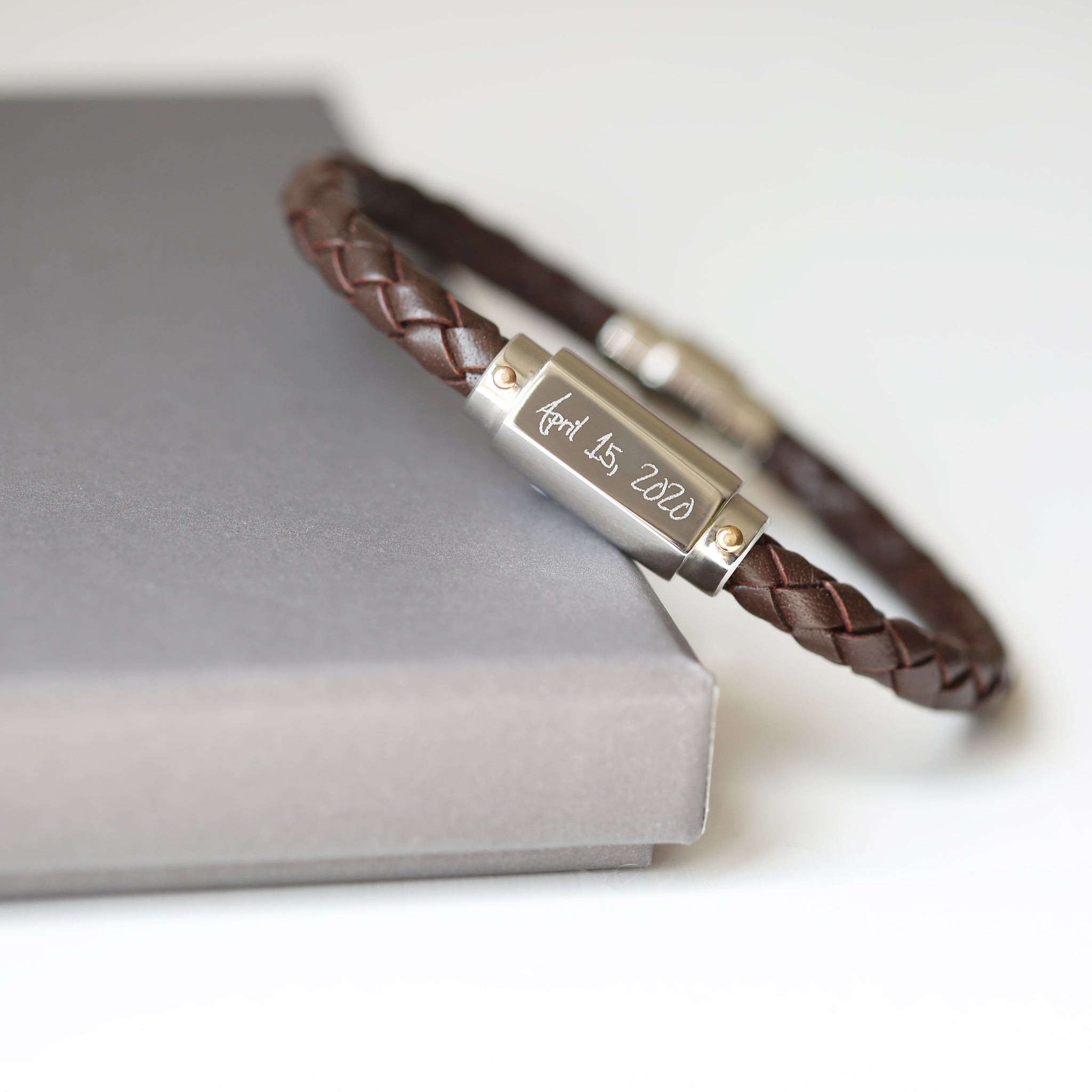 Personalised Handwriting Twisted Leather Bracelet: 3 - Bracelets By Gift Moments