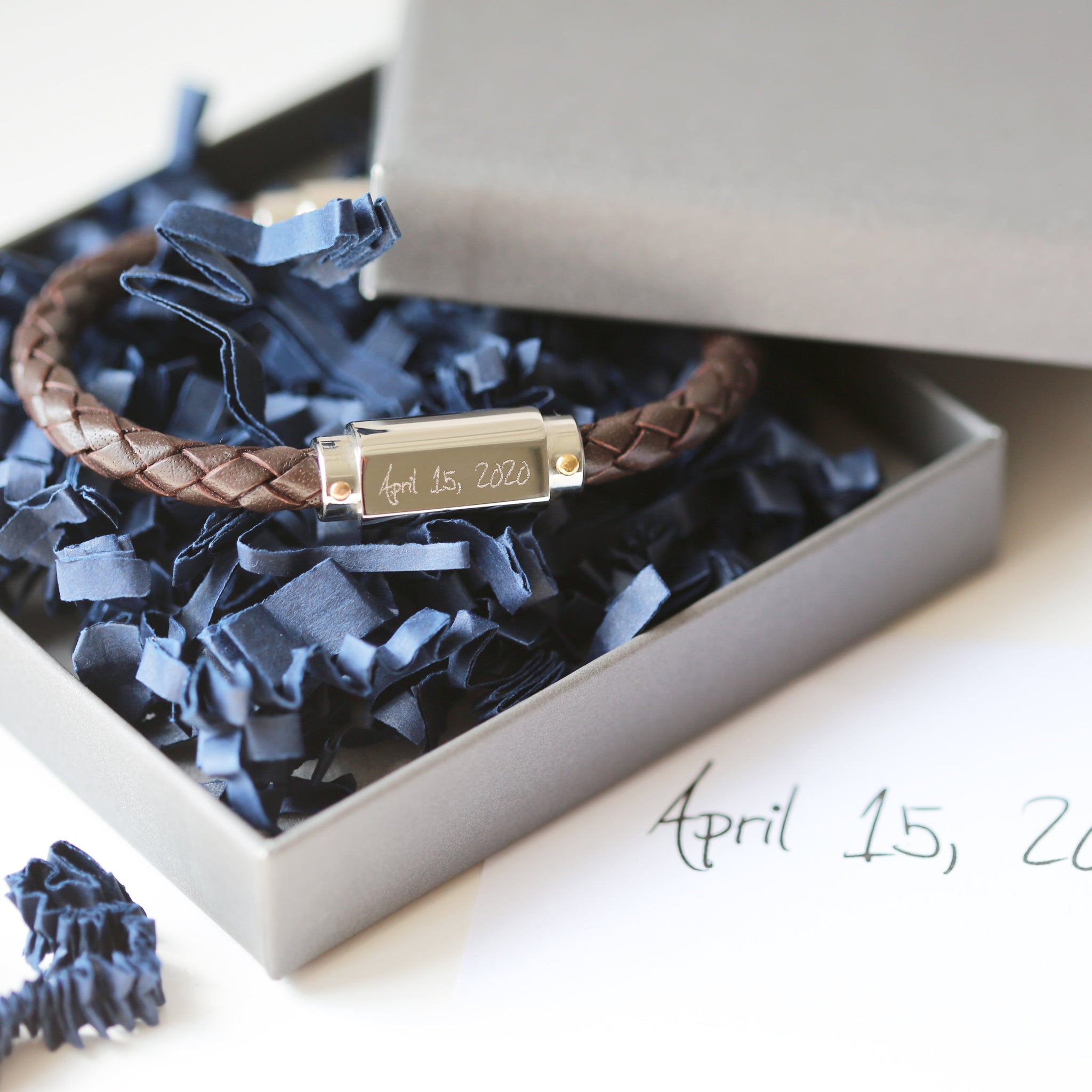Personalised Handwriting Twisted Leather Bracelet: 1 - Bracelets By Gift Moments