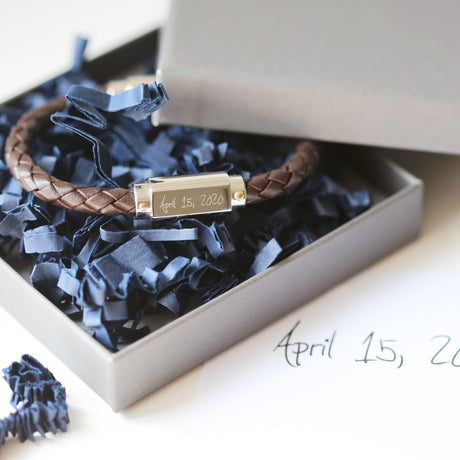 Personalised Handwriting Twisted Leather Bracelet: 1 - Bracelets By Gift Moments