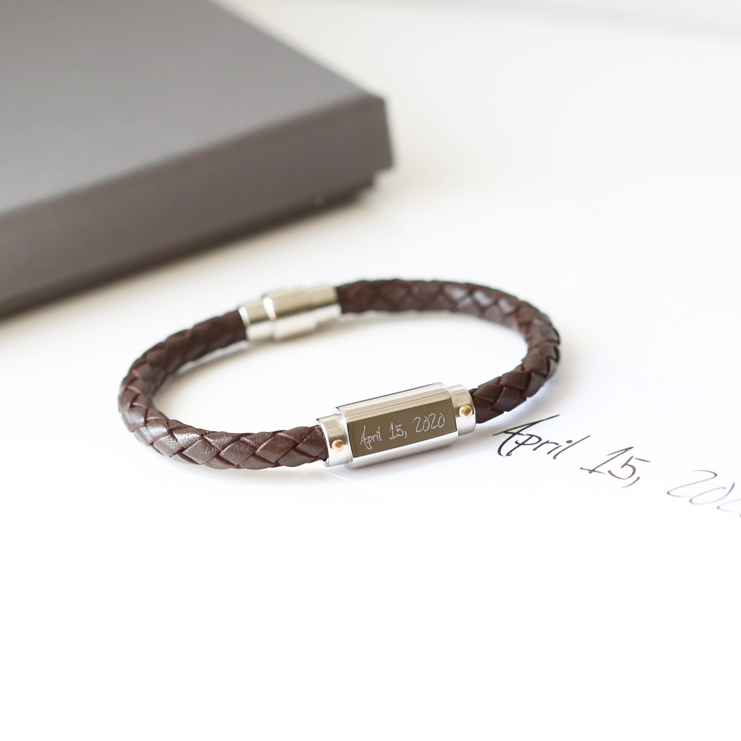 Personalised Handwriting Twisted Leather Bracelet: 5 - Bracelets By Gift Moments