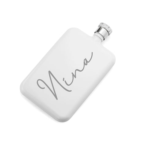 Personalised Slimline Handwriting White Flask: 7 - Hip Flasks By Gift Moments