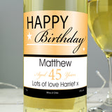 Personalised Happy Birthday White Wine: 4 - Wine By Gift Moments