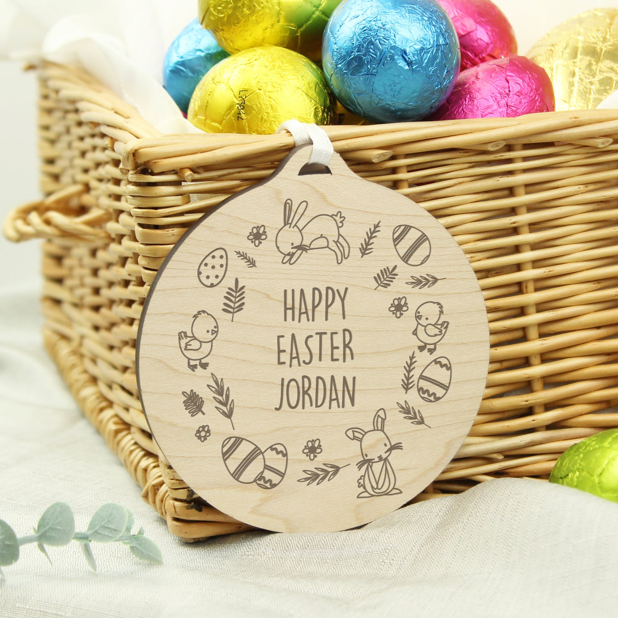 Personalised Happy Easter Wooden Decoration: 1 - Decorations By Gift Moments