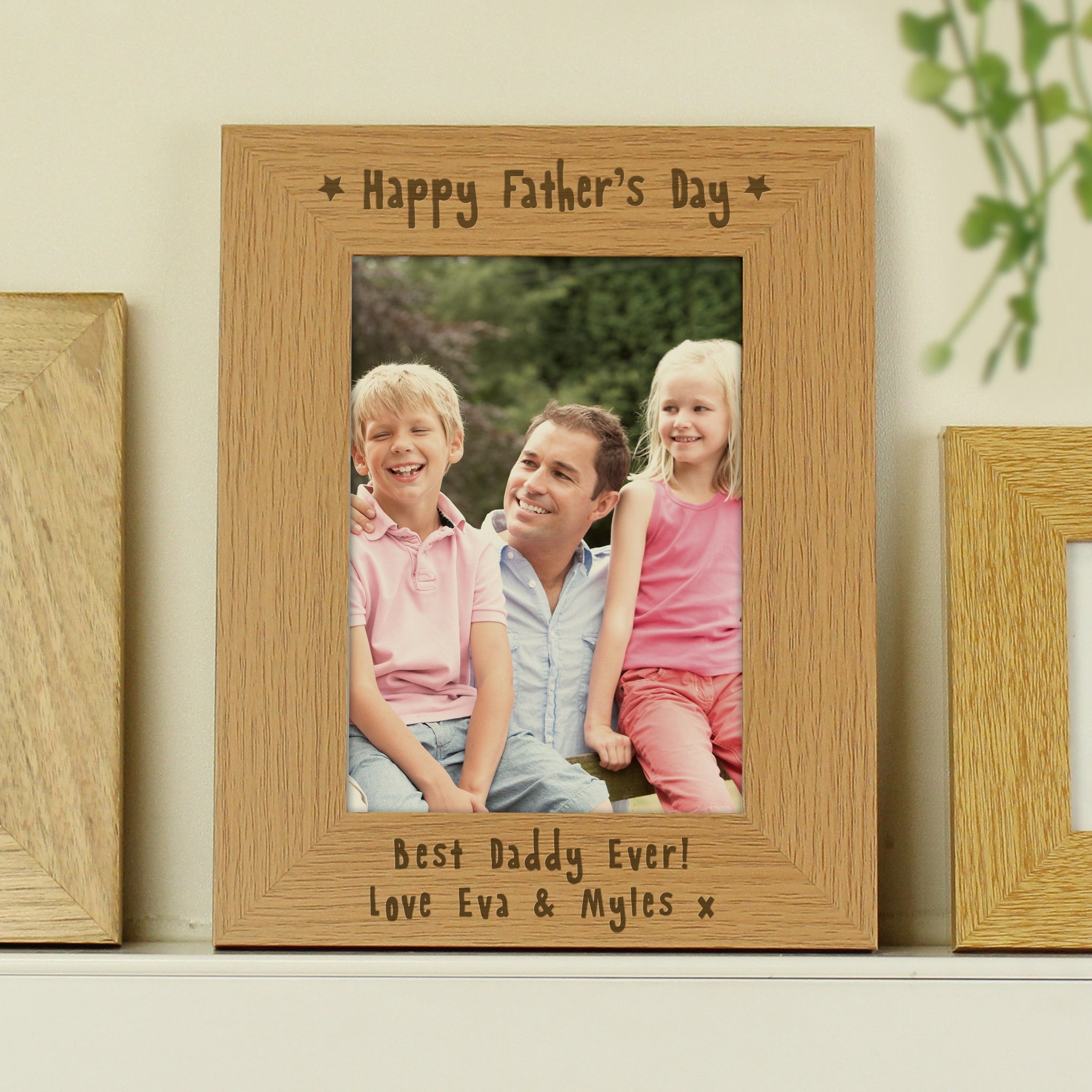 Personalised Happy Father’s Day 5x7 Oak Finish Photo Frame: 2 - Photo Frames By Gift Moments