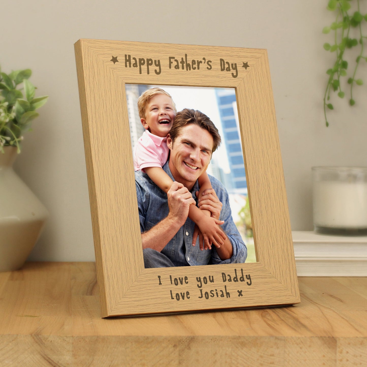 Personalised Happy Father’s Day 5x7 Oak Finish Photo Frame: 1 - Photo Frames By Gift Moments