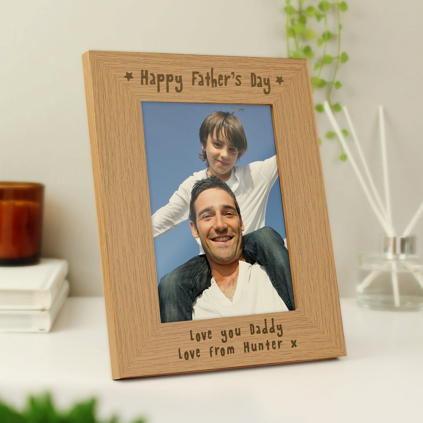 Personalised Happy Father’s Day 5x7 Oak Finish Photo Frame: 3 - Photo Frames By Gift Moments