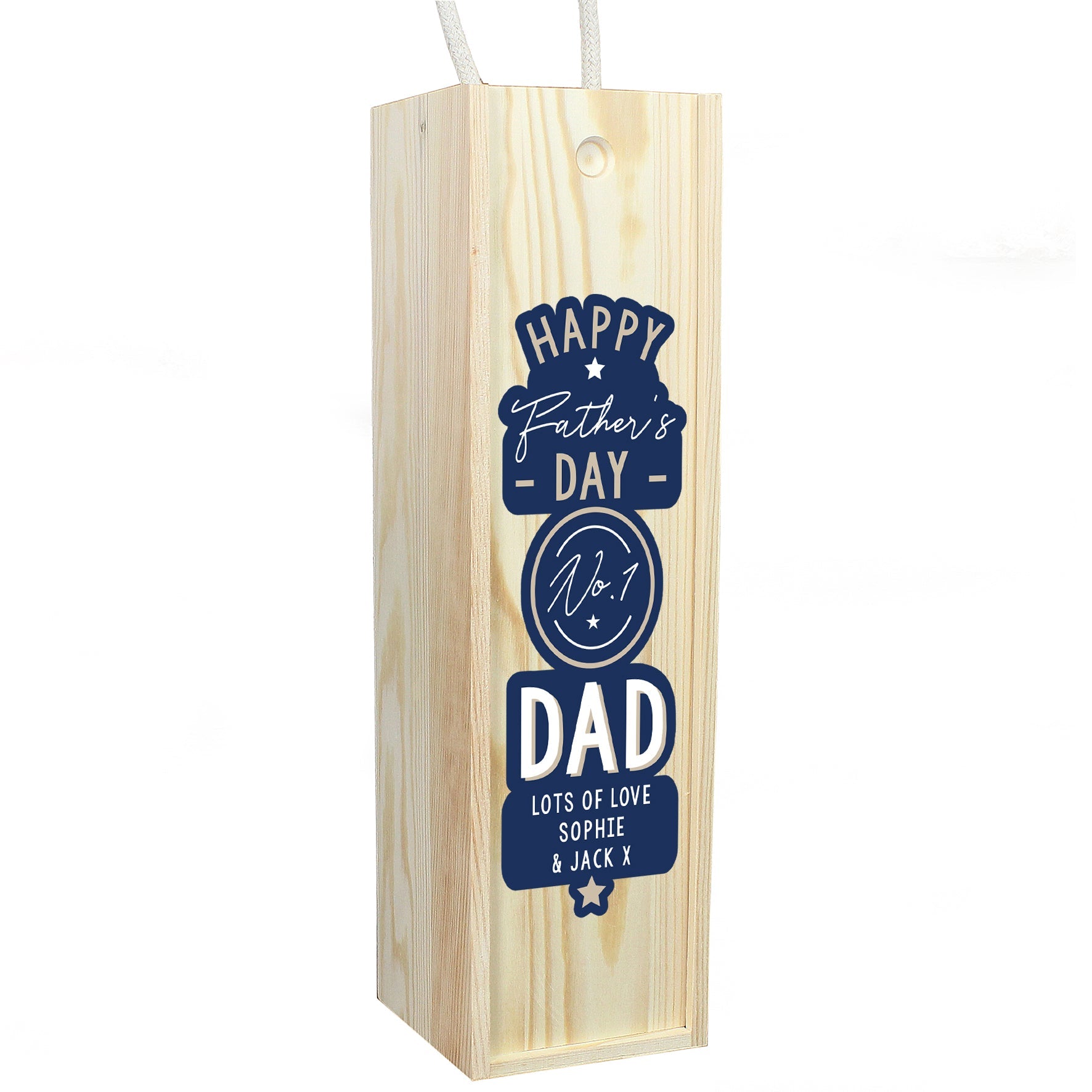 Personalised Happy Father’s Day No. 1 Dad Wooden Wine Bottle Box: 3 - Barware By Gift Moments