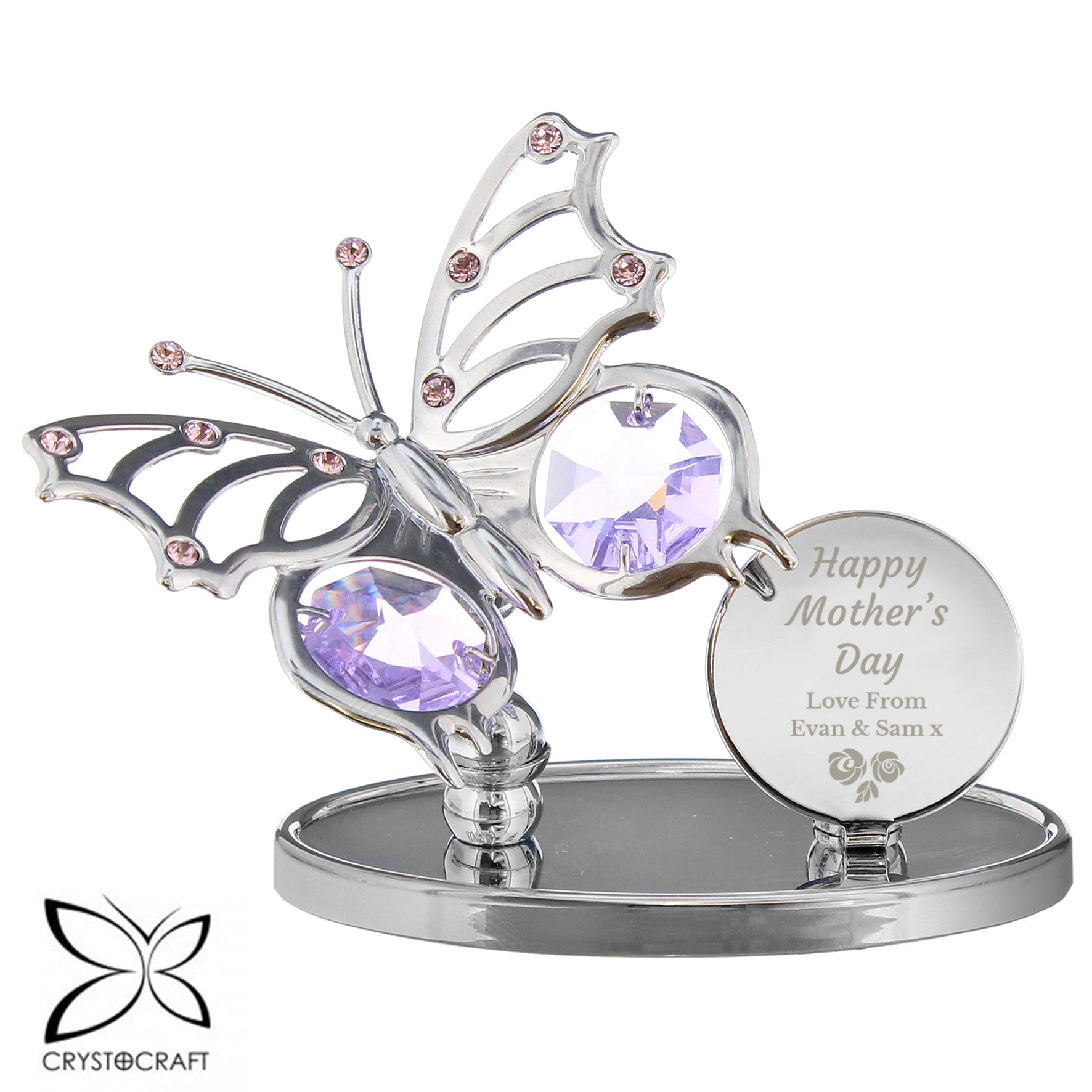 Personalised Happy Mothers Day Crystocraft Butterfly: 3 - Keepsakes By Crystocraft