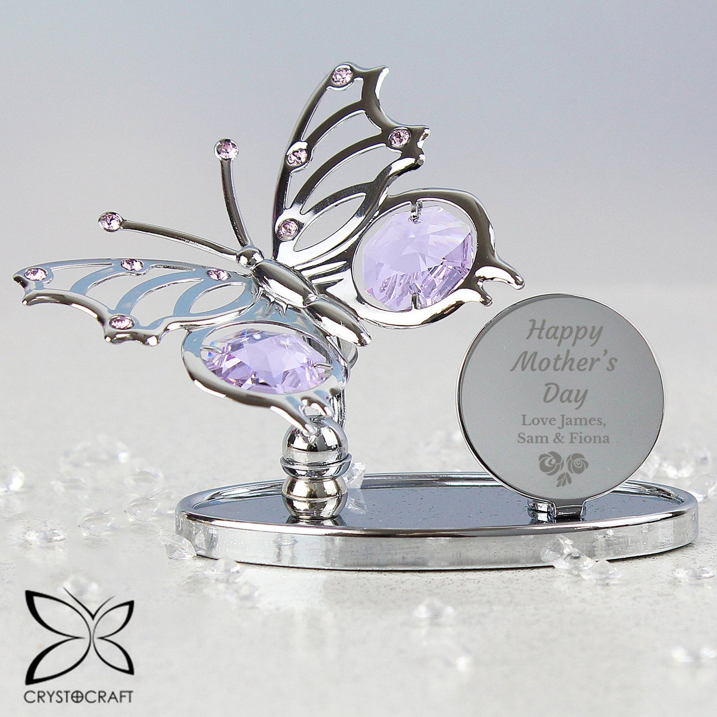 Personalised Happy Mothers Day Crystocraft Butterfly: 1 - Keepsakes By Crystocraft