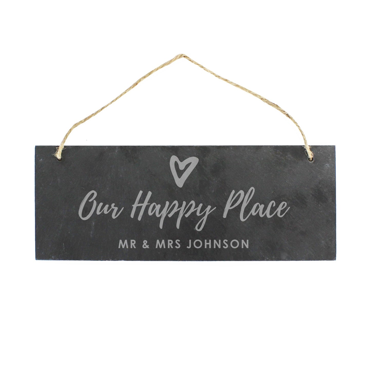 Personalised Our Happy Place Hanging Slate Plaque: 3 - Signs & Plaques By Gift Moments