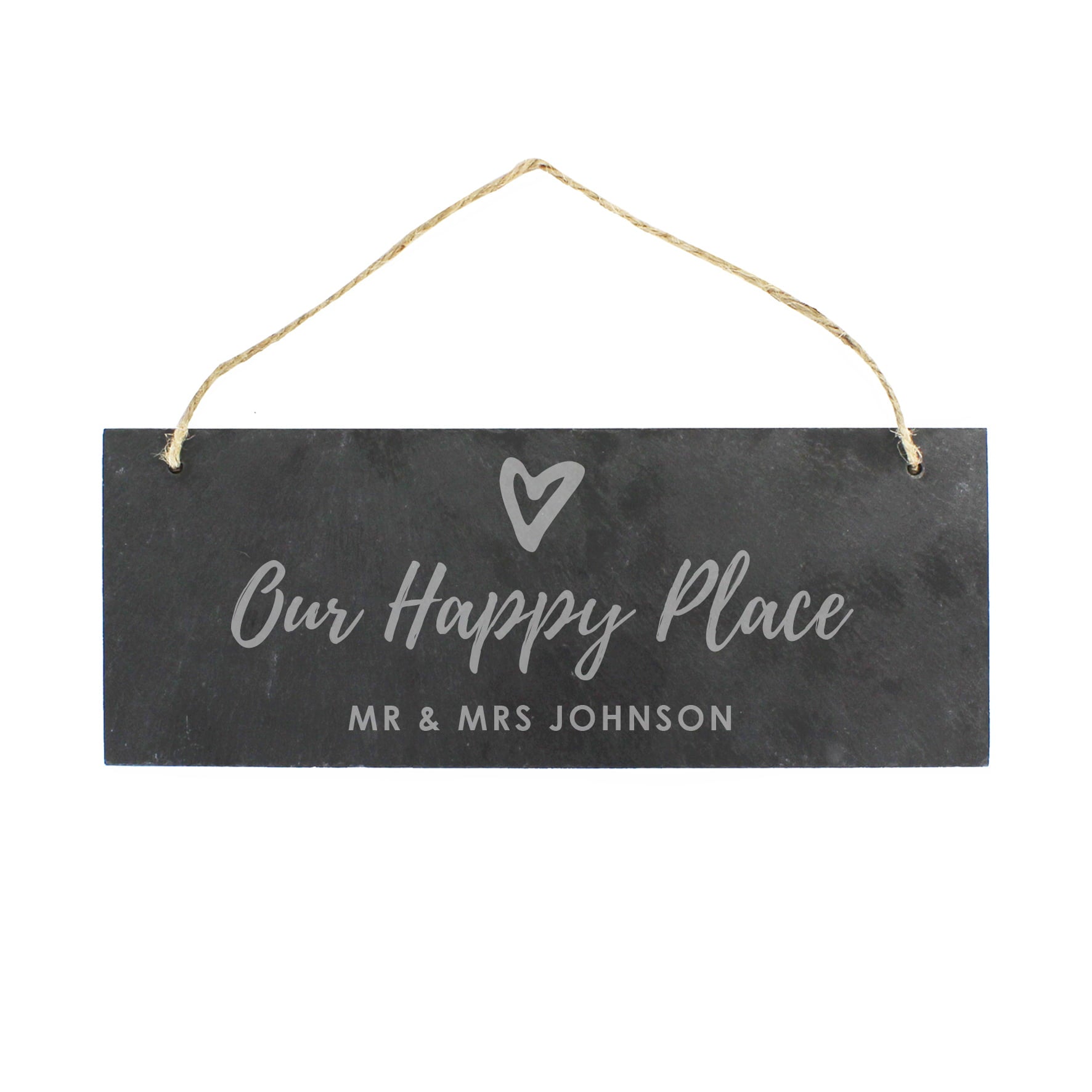 Personalised Our Happy Place Hanging Slate Plaque: 3 - Signs & Plaques By Gift Moments