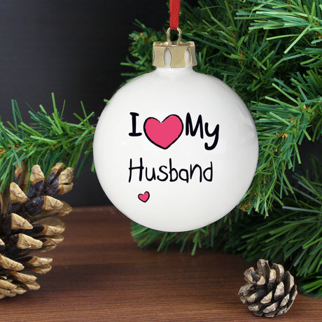 Personalised I Heart Bauble: 2 - Christmas Baubles By Gift Moments