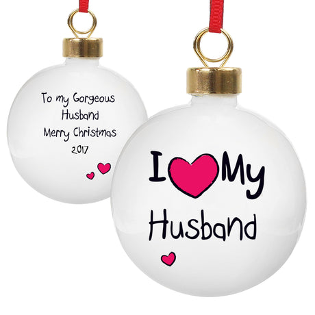 Personalised I Heart Bauble: 3 - Christmas Baubles By Gift Moments