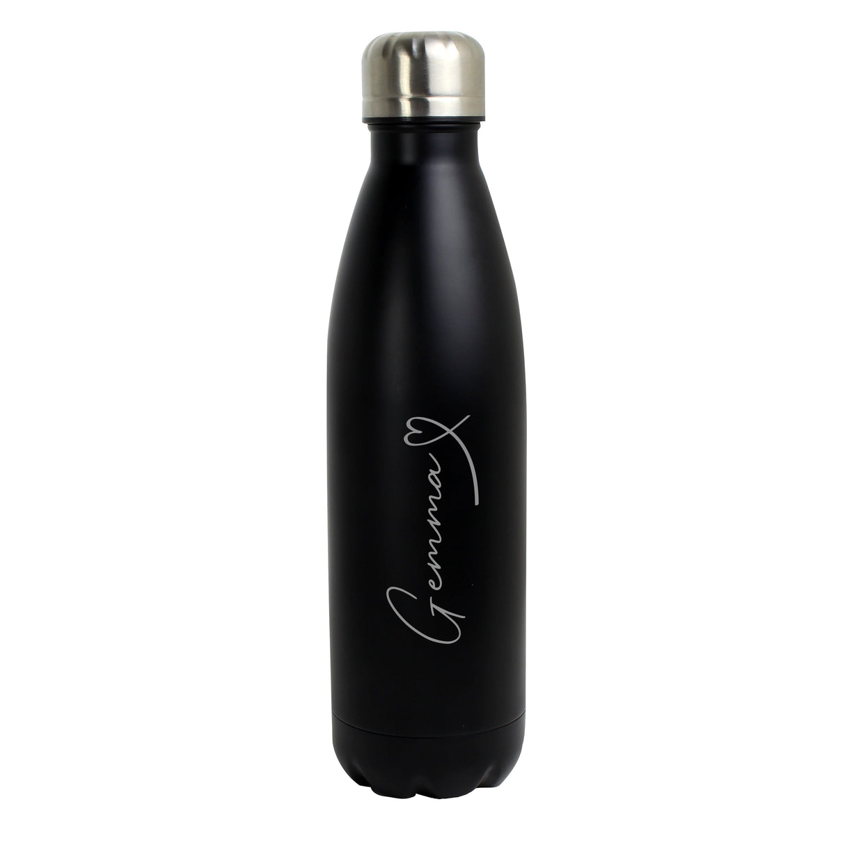 Personalised Heart Black Metal Insulated Drinks Bottle: 5 - Water Bottles By Gift Moments