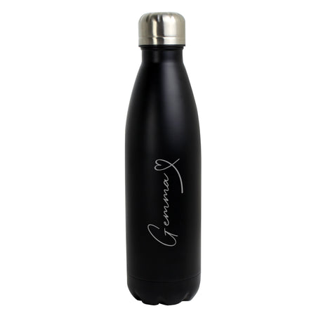 Personalised Heart Black Metal Insulated Drinks Bottle: 5 - Water Bottles By Gift Moments