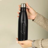 Personalised Heart Black Metal Insulated Drinks Bottle: 6 - Water Bottles By Gift Moments