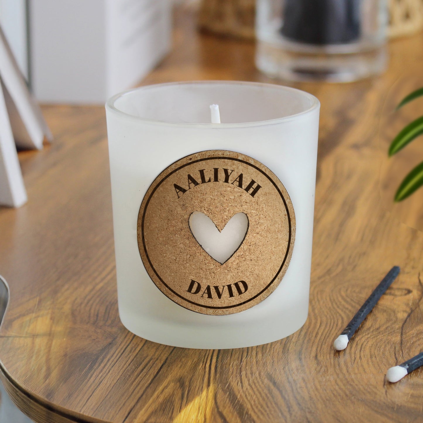 Personalised Heart Cork Label Candle Jar: 3 - Candles By Gift Moments