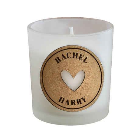 Personalised Heart Cork Label Candle Jar: 4 - Candles By Gift Moments
