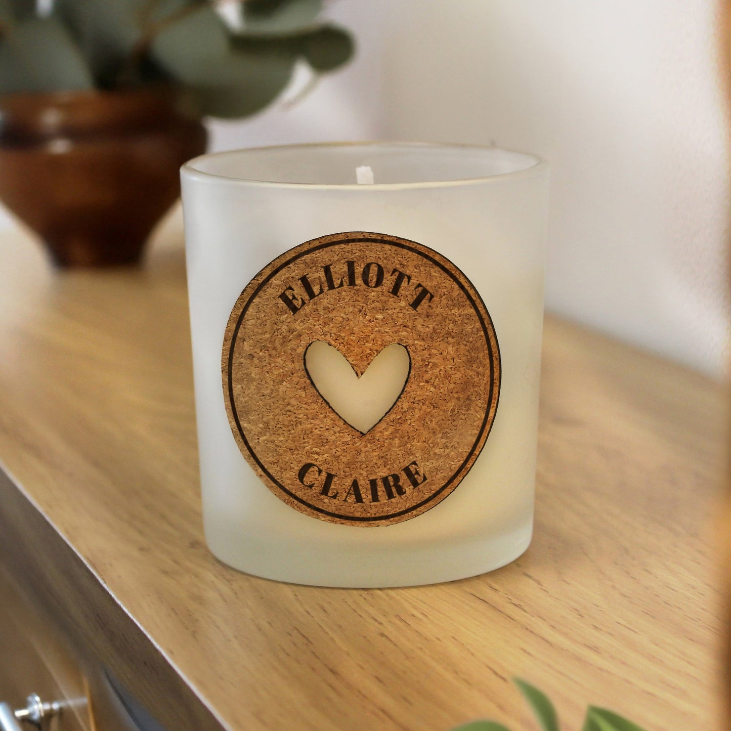 Personalised Heart Cork Label Candle Jar: 2 - Candles By Gift Moments