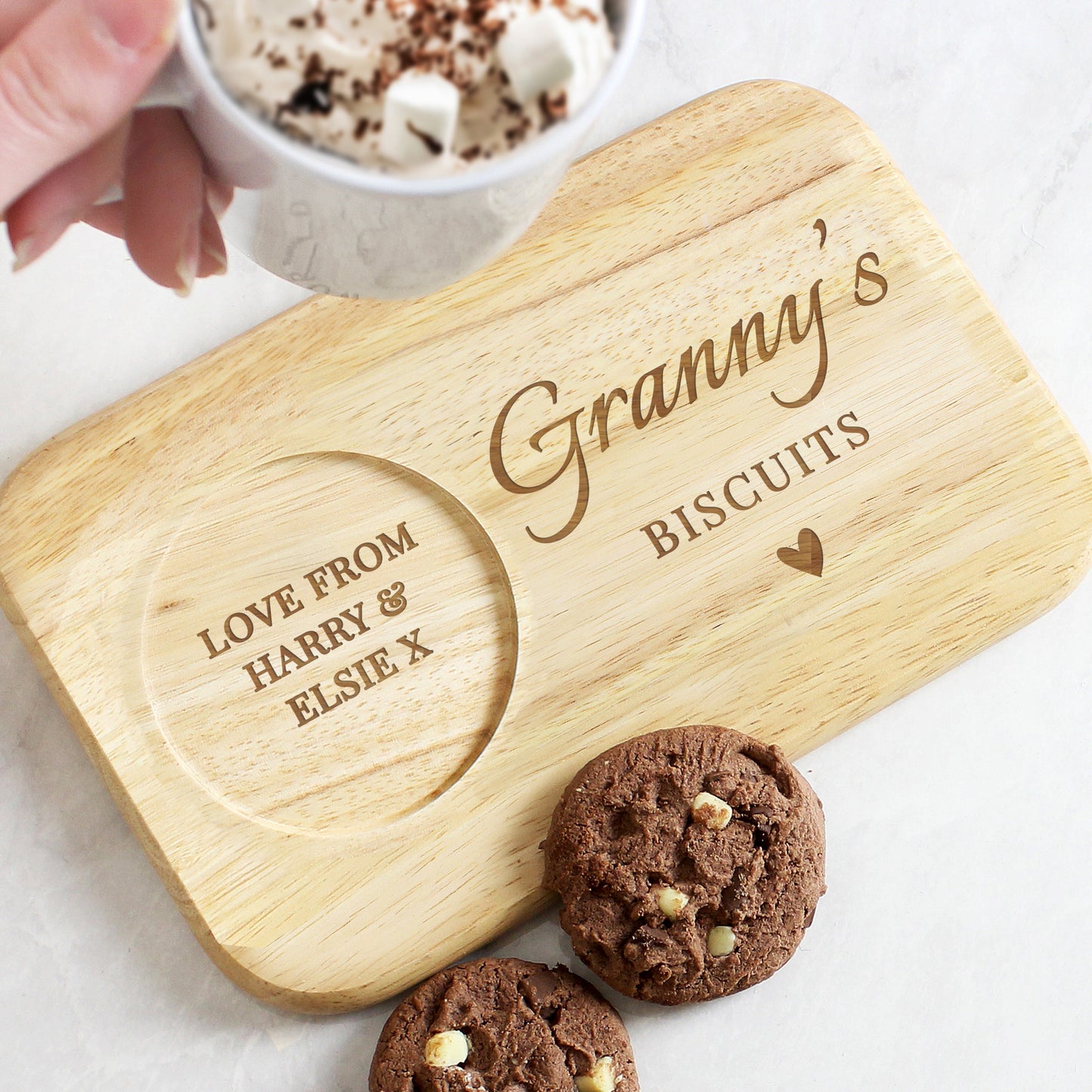 Personalised Heart Design Wooden Coaster Tray: 3 - Coasters By Gift Moments