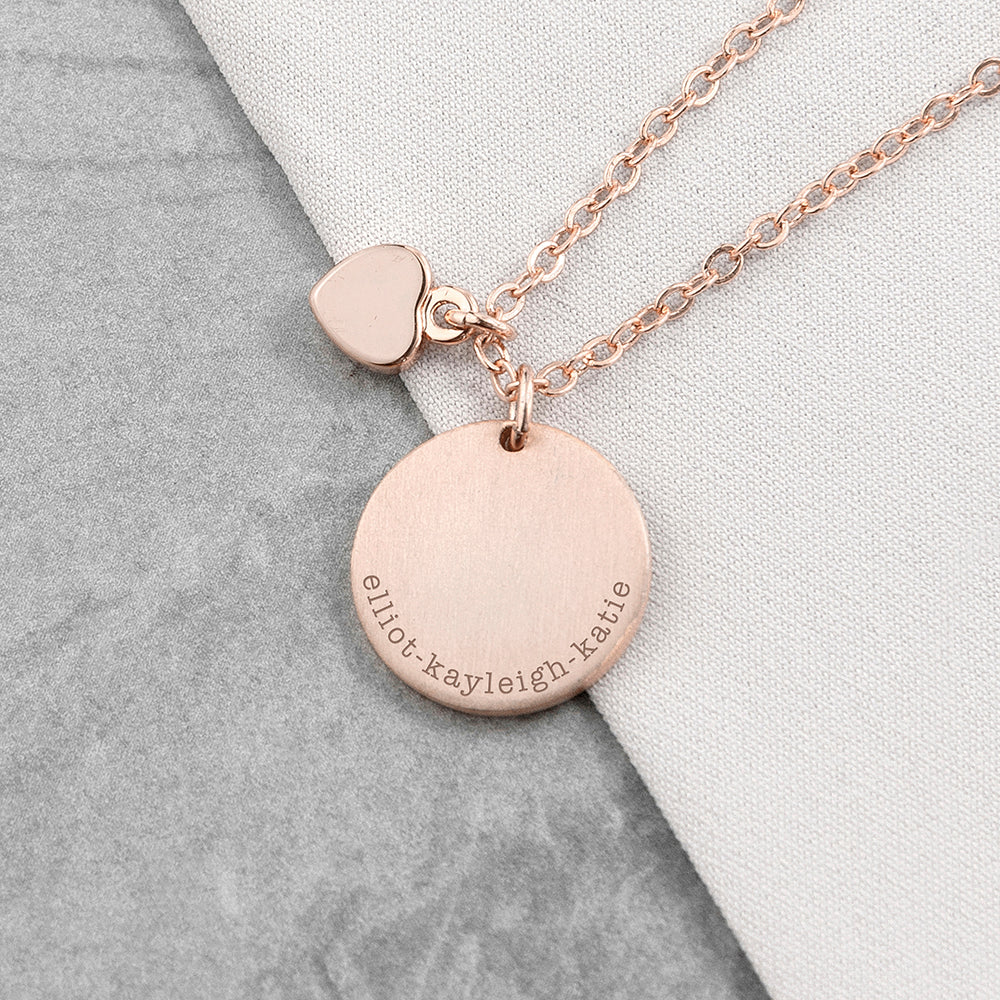 Personalised Heart and Disc Family Necklace Sets: 1 - Rose Gold - Necklaces By Gift Moments