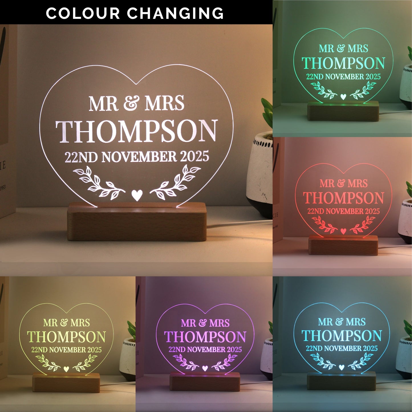 Personalised Heart LED Light for Couples: 4 - LED Lighting By Gift Moments