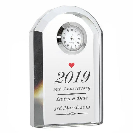 Personalised Heart Motif Crystal Clock: 4 - Clocks By Gift Moments