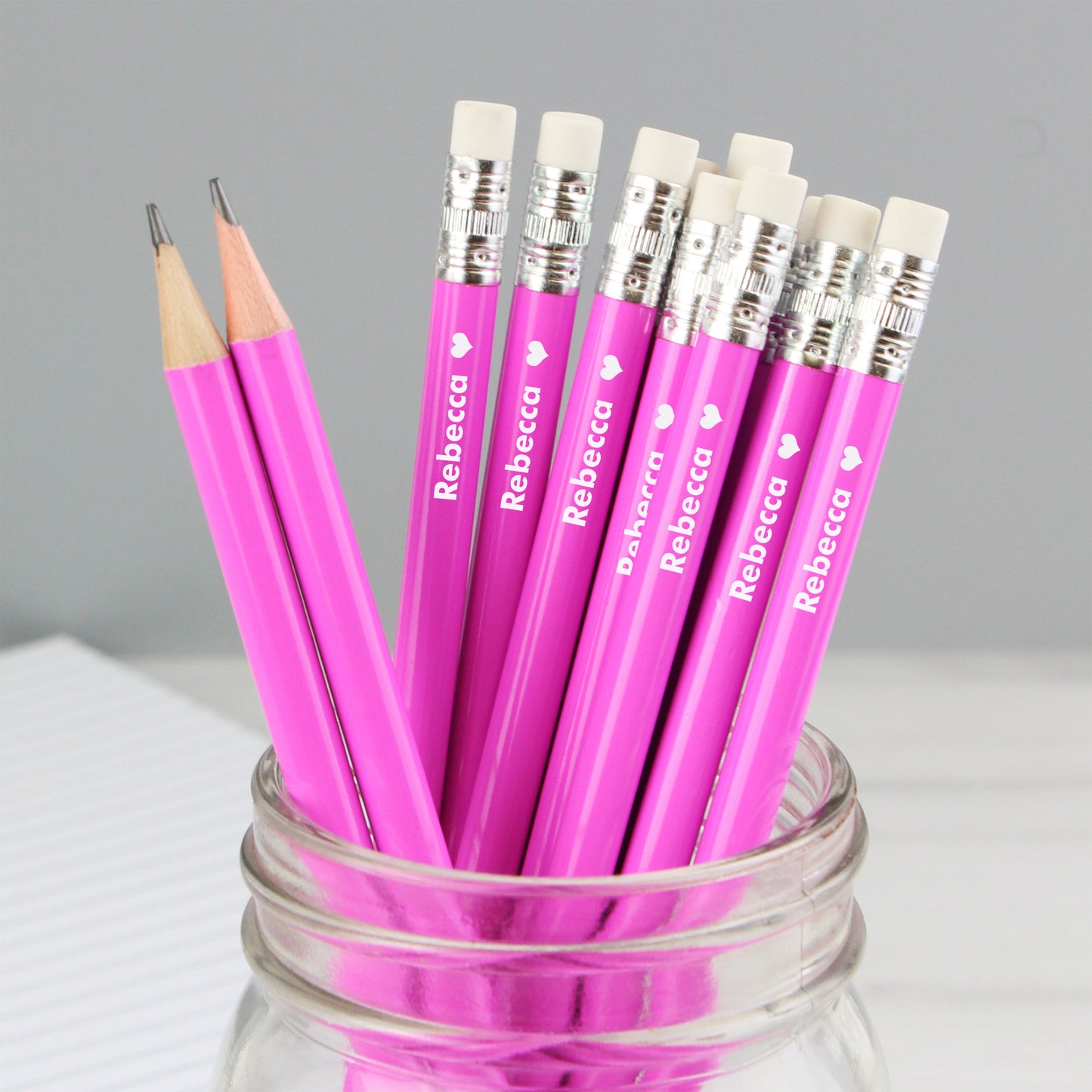 Personalised Heart Motif Pink Pencils: 1 - Pens & Pencils By Gift Moments