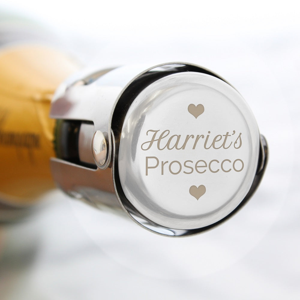 Personalised Heart Motif Prosecco Bottle Stopper: 3 - Barware By Gift Moments
