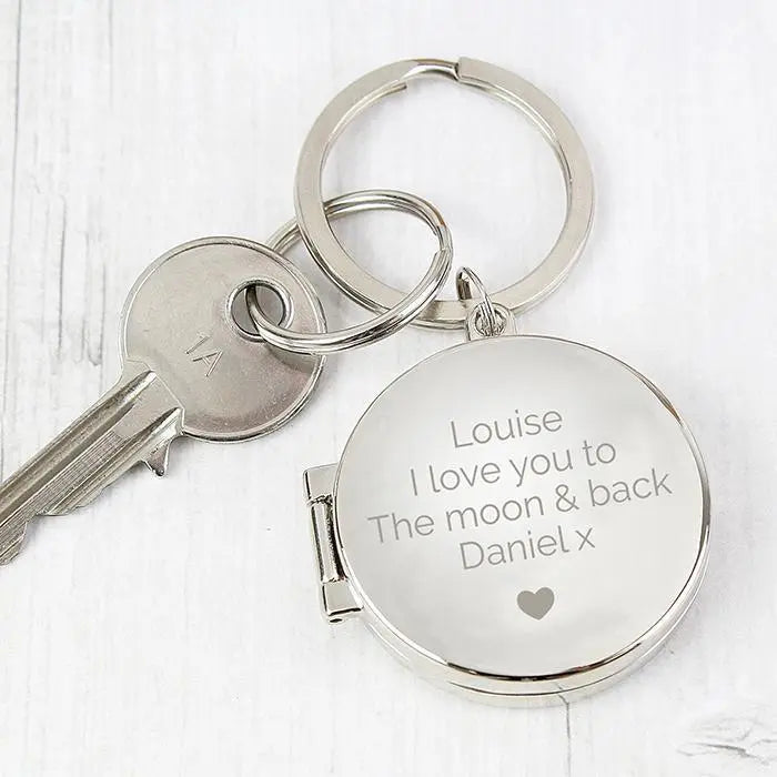 Personalised Heart Motif Round Photo Keyring: 1 - Keyrings By Gift Moments