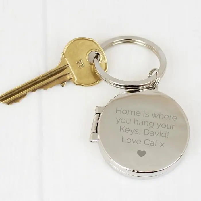 Personalised Heart Motif Round Photo Keyring: 3 - Keyrings By Gift Moments